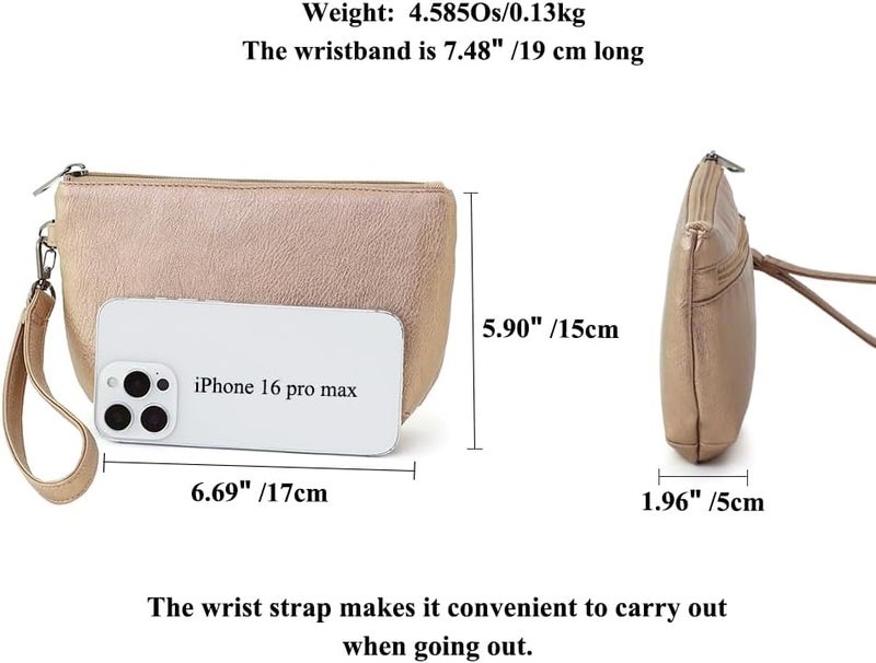 BBORGDC Small Wristlet Wallets for Women, Zip Clutch Bag with Wristlet Pouch, 3-Zipper Original Design - Image 2